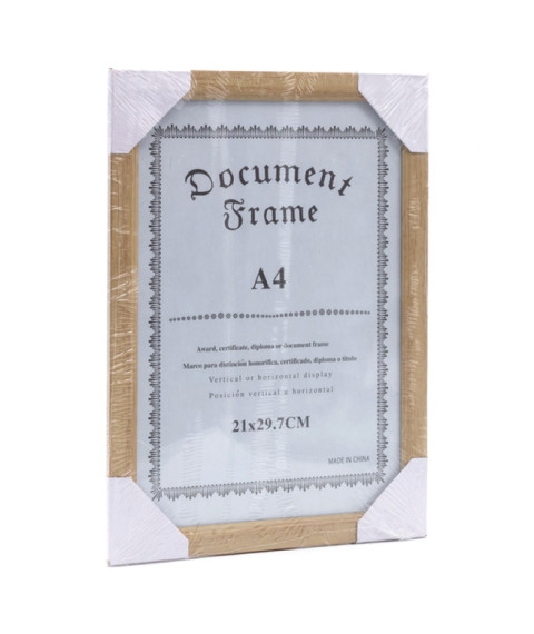 Ramă foto A4, din plastic, lemn-deschis